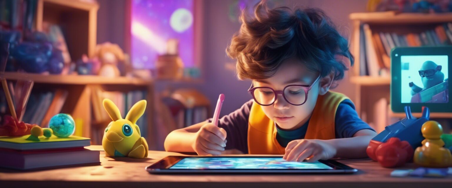 Child using interactive learning apps